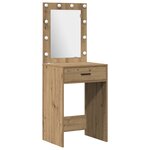 vidaXL Ensemble de Table de Maquillage de 3 Pièces avec LED en Bois d'Ingénierie Chêne Artisan