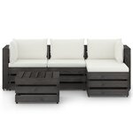vidaXL Salon de jardin 5 Pièces avec coussins gris bois imprégné