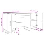 vidaXL Bureau gris béton 140x50x75 cm bois d'ingénierie
