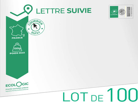 Prêt-à-Poster - Lettre verte suivie - 100g - Format C5 - Enveloppes en lot de 100