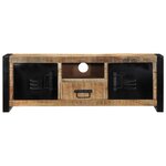 vidaXL Meuble TV 100x30x35 cm bois massif de manguier brut