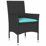 vidaXL Ensemble table et chaises avec coussin 3 Pièces Noir Rotin PE