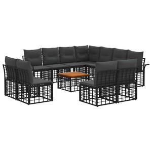vidaXL Ensemble de canapés d'extérieur 12 Pièces Noir et Gris foncé