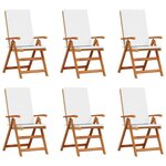 vidaXL Chaise de jardin 6 pc Marron et blanc Bois de teck massif
