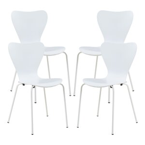 Lot de 4 chaises de salle à manger 80 x 48 x 45 5 cm moderne design robuste blanc 03_0009809