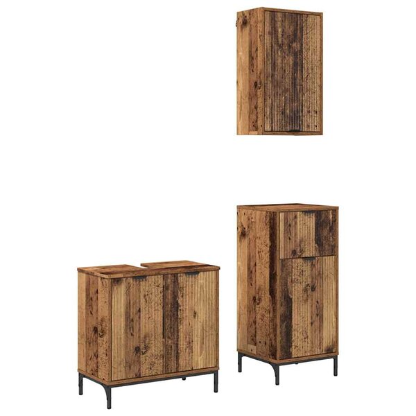 vidaXL Ensemble de mobilier de salle de bain 3 Pièces Bois Ancien