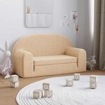 vidaXL Canapé-lit pour enfants 2 places crème peluche douce