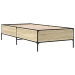 vidaXL Cadre de lit chêne sonoma 90x190 cm bois d'ingénierie et métal