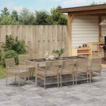 vidaXL Ensemble de salle à manger pour jardin 11 Pièces Beige Poly rotin
