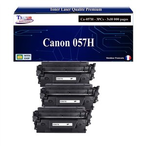 T3AZUR -3x Toners compatibles avec Canon 057H (3010C002/3010C004) pour Canon MF443dw  MF445dw  MF446x  MF449x  MF453dw  MF455dw Noir