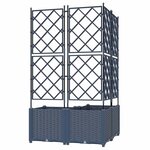 vidaXL Planteur de jardin avec treillis 3 Pièces gris 80x80x143 cm