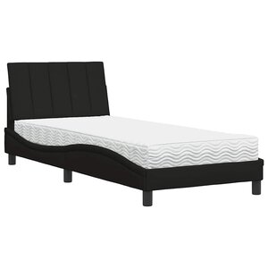 vidaXL Lit avec matelas Hanko noir 90x200 cm tissu