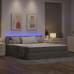 vidaXL Lit avec rangement et LED Taupe 180 x 200 cm Polyester