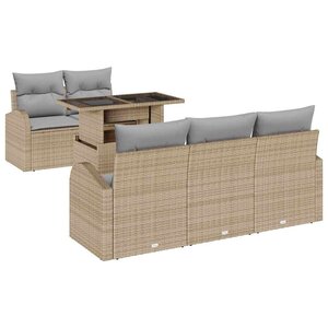 vidaXL Ensemble de canapé de jardin 6 Pièces Beige Poly Rattan