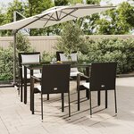 vidaXL Ensemble à manger de jardin coussins 5Pièces Noir Résine tressée