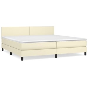 vidaXL Sommier à lattes de lit avec matelas Crème 200x200cm Similicuir