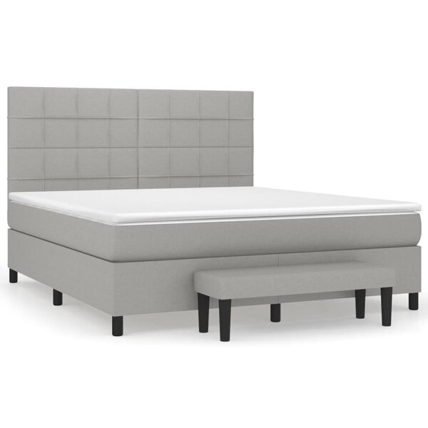 vidaXL Sommier à lattes de lit avec matelas Gris clair 180x200cm Tissu