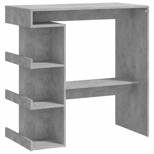 vidaXL Table de bar étagère de rangement Gris béton Bois d'ingénierie
