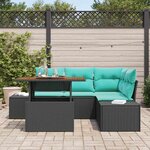 vidaXL Ensemble de Canapé de Jardin 5 Pièces Noir Rotin synthétique