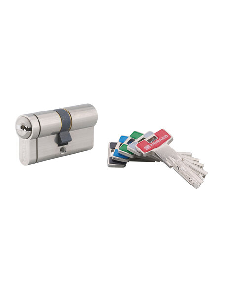 THIRARD - Cylindre de serrure double entrée T2  40x40mm  nickel  anti-arrachement  anti-perçage  5 clés SANS Fonction urgence - THIRARD