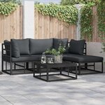 vidaXL Ensemble de canapé de jardin avec coussin 4 Pièces Noir Aluminium