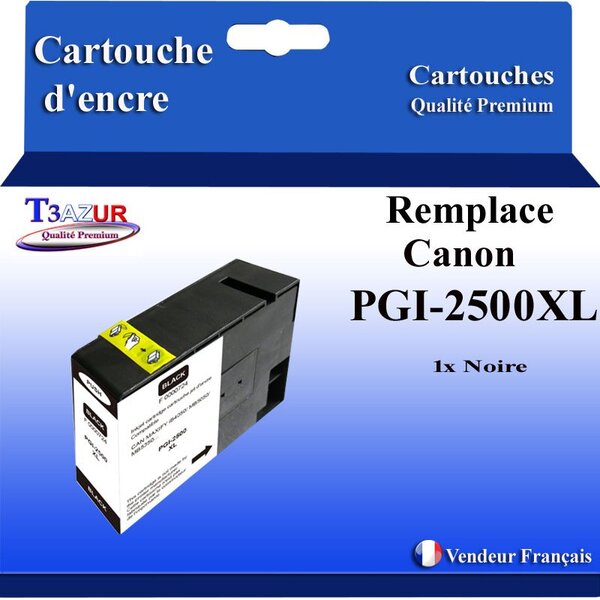 T3AZUR - Cartouche compatible avec Canon PGI2500XL PGI-2500 XL pour Canon Maxify IB-4050 IB-4150 MB-5050 MB-5150 MB-5155 MB-5350 MB-5450 MB-5455 - Noire