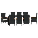 vidaXL Ensemble de salle à manger pour jardin 9 Pièces Noir Poly rotin
