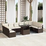 vidaXL Ensemble de canapé de jardin 11 Pièces Marron Poly rotin