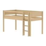 Flexa WHITE Lit mi-hauteur avec echelle droite 90 x 200 cm Barriere a barreaux Beige sable