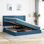 vidaXL Lit avec rangement et matelas Bleu foncé 200 x 200 cm Velours