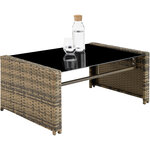 Tectake Salon bas de jardin LUCQUES 4 places - marron naturel