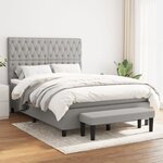 vidaXL Sommier à lattes de lit avec matelas Gris clair 140x200cm Tissu