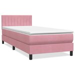 vidaXL Sommier à lattes de lit avec matelas et LED rose 90x220 cm velours