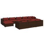vidaXL Salon de jardin 10 Pièces avec coussins Marron Résine tressée