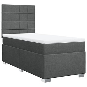 vidaXL Sommier à lattes de lit avec matelas Gris foncé 90x200 cm Tissu