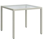 vidaXL Table de jardin 90x90x75cm Verre trempé et résine tressée Blanc