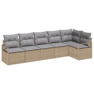 vidaXL Ensemble de canapé de jardin 6 Pièces Beige et Gris clair