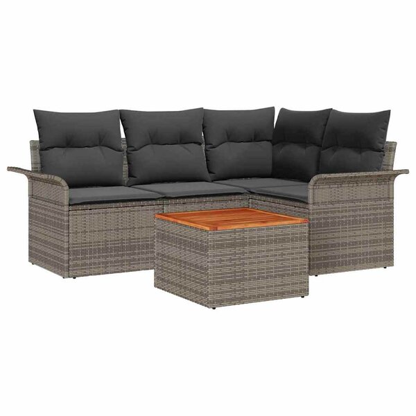 vidaXL Ensemble de canapé de jardin avec stockage 5 Pièces Gris polyrotin