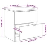 vidaXL Cabinet de chevet avec tiroir 2 Pièces Chêne noir 45 x 39 x 50 cm