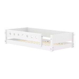 Flexa WHITE Lit Montessori bas 90 x 200 cm Avec barriere arriere et barriere avant classique Blanc