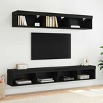 vidaXL Ensemble meuble TV avec LED Chêne noir Bois d'ingénierie
