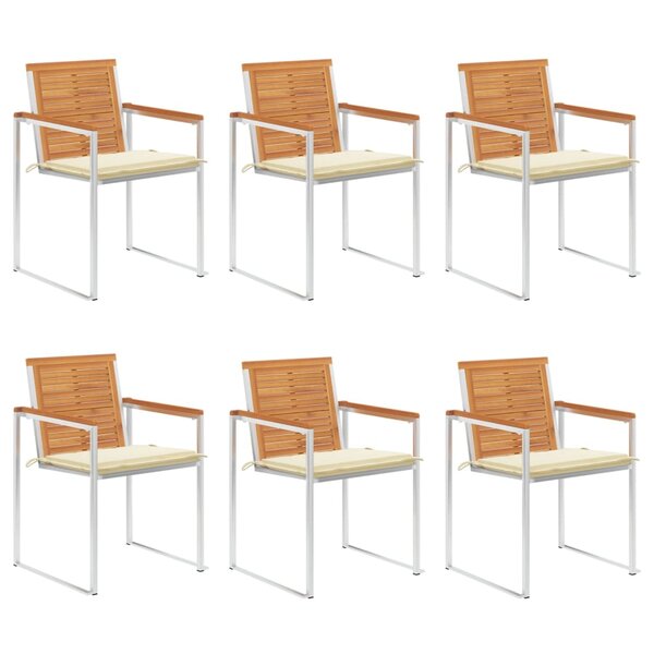 vidaXL Chaises de jardin 6 Pièces avec coussins Bois d'acacia solide