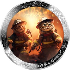 Pièce de monnaie en Argent 1000 Francs g 31.1 (1 oz) Millésime 2025 AI-Nimals FIREFIGHTER CATS AI-NIMALS
