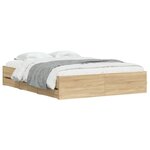 vidaXL Cadre de lit avec tiroirs sans matelas chêne sonoma 140x190 cm