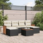 vidaXL Salon de jardin 7 Pièces avec coussins noir résine tressée