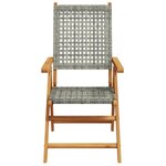 vidaXL Chaises inclinables de jardin lot de 4 gris rotin bois massif