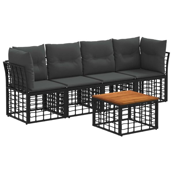 vidaXL Ensemble de canapés d'extérieur 5 pc Noir et Gris foncé