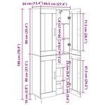 vidaXL Haut Armoire Bois Ancien 69 5 x 34 x 180 cm Bois d'ingénierie