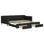 vidaXL Lit de jour avec gigogne et tiroirs noir 100x200 cm tissu