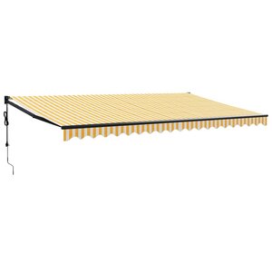 vidaXL Auvent rétractable automatique jaune et blanc 5x3 m